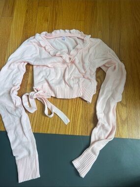 Bloch Girls L Ballet Wrap Sweater with ruffles